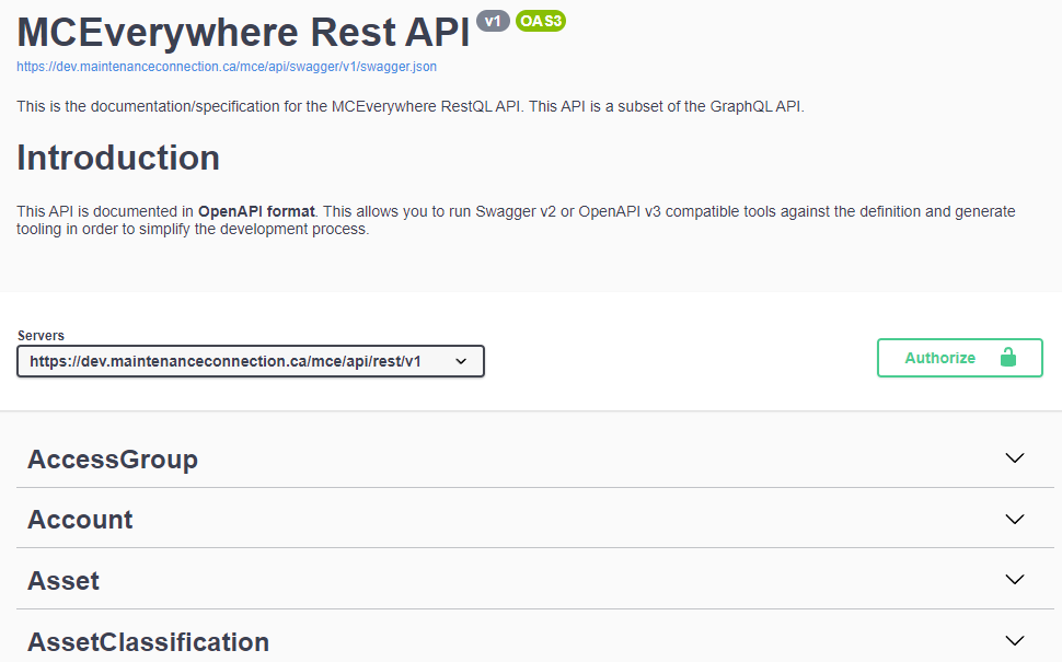 MCe Rest API
